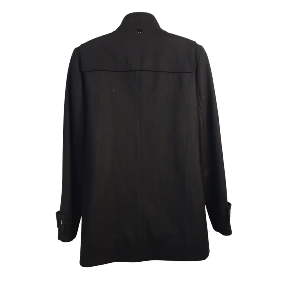 Liz Claiborne Pea Coat Women's Black Wool Blend Zipper/Button Pea Coat Size L - Picture 2 of 11